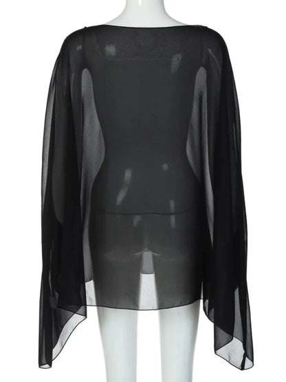 See-Through Chiffon Cover-Up Blouse