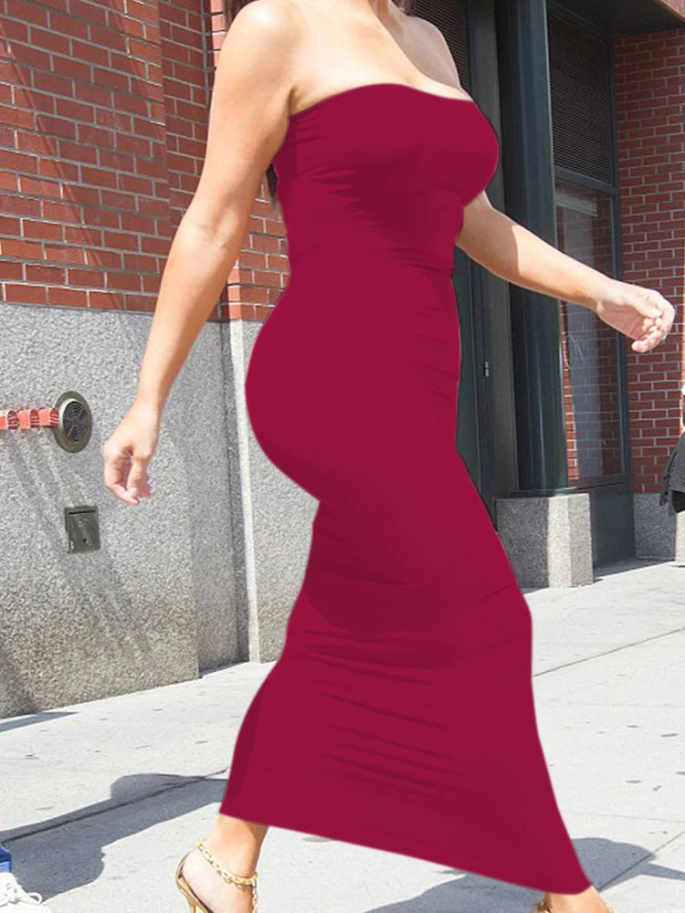 Sleeveless Chest Wrapped Long Beach Dress