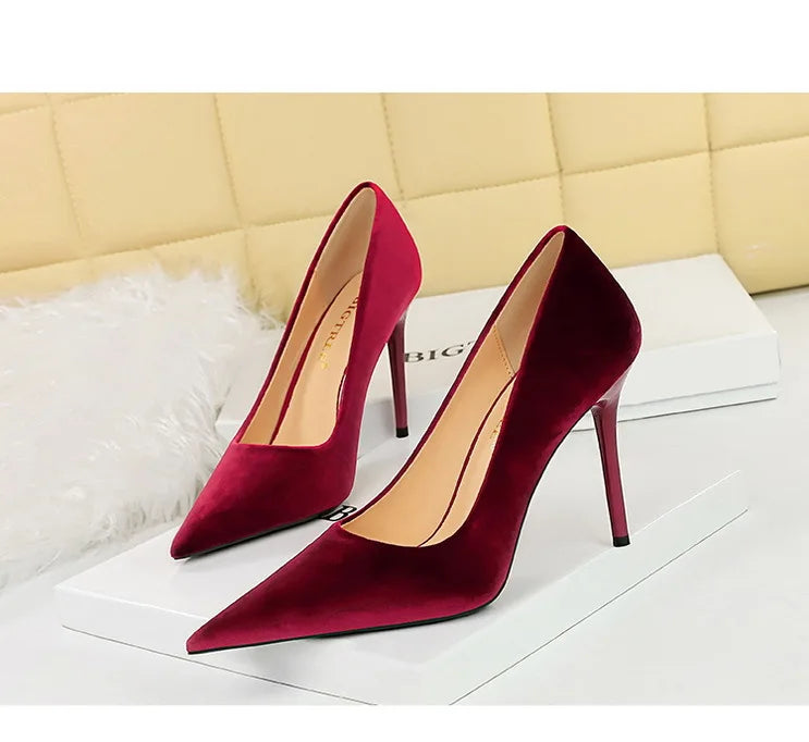 BIGTREE Shoes High Heels Shoes Suede