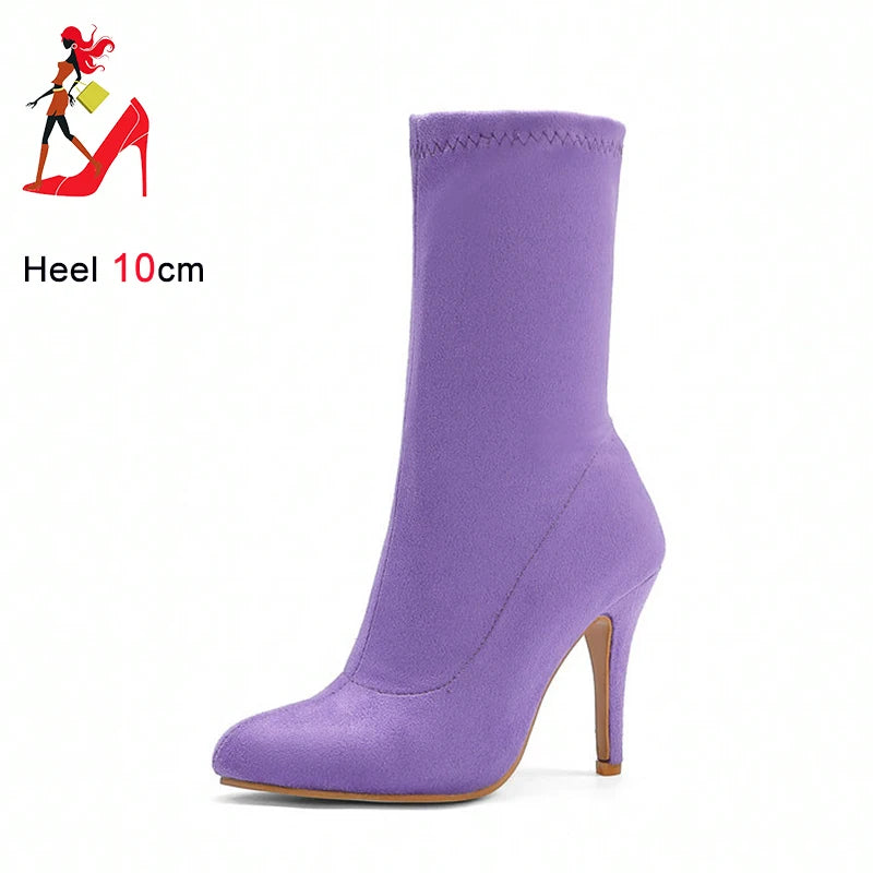 Sock Short Boots Mid-Calf Thin High