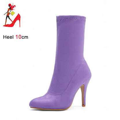 Sock Short Boots Mid-Calf Thin High