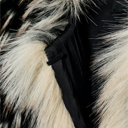 Oversized Black White Faux Fur Jacket