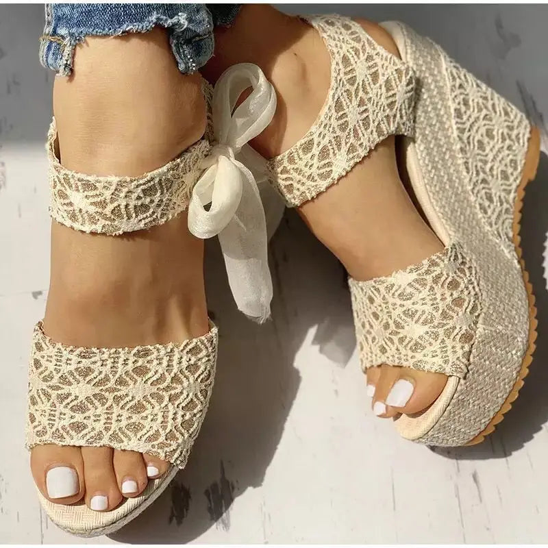 2023women sandals Lace Leisure Wedges Heeled