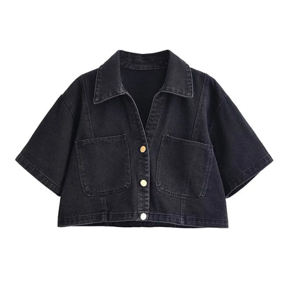 Denim Shirt & Mini Skirt Set