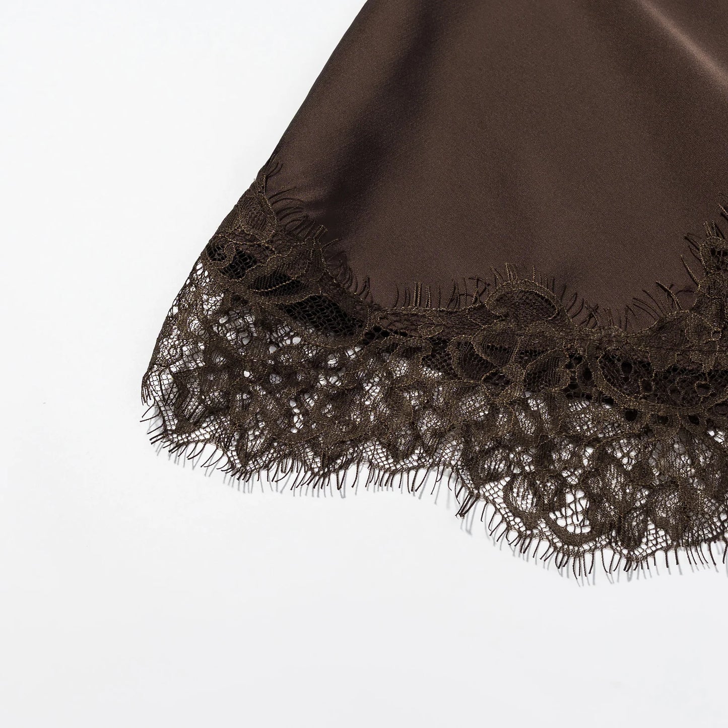 KONDALA Sexy Waist Hollow Dress Women Satin Asymmetrical Hem Lace Dress 2026 Spring Summer Fashion Holiday Dating Party Dress