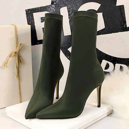 10cm High Heels Silk Sock Boots