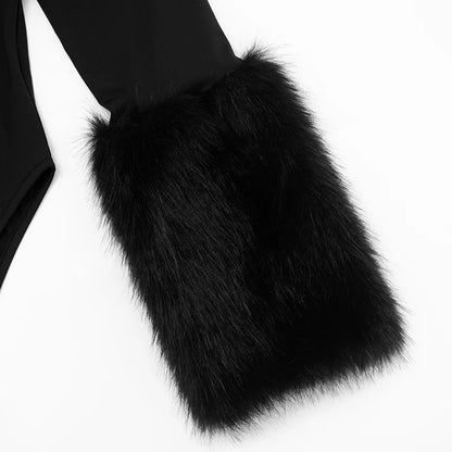 Fur Patchwork Long Sleeve 2-Piece Set