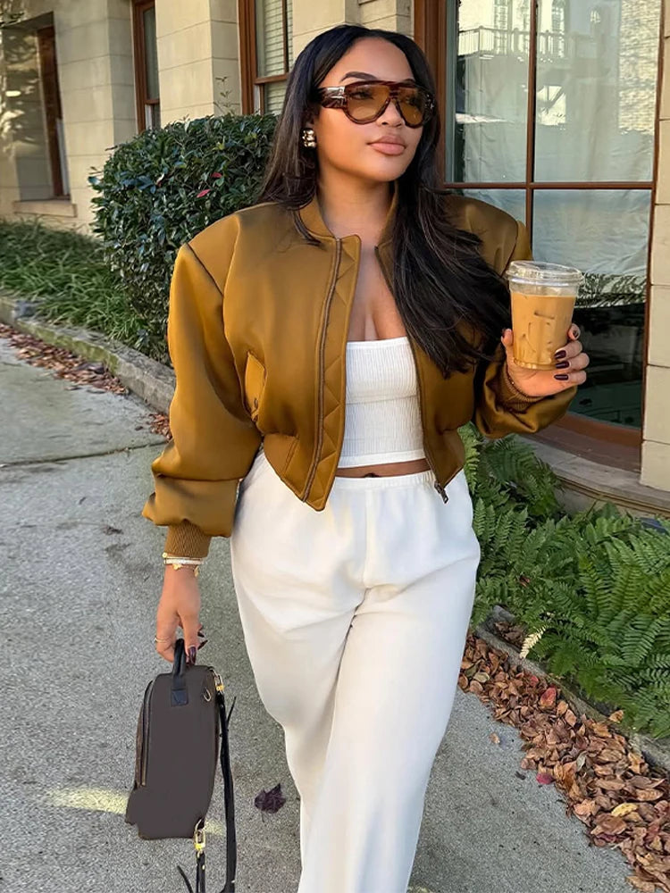 Full Sleeve Short Jacket Chic Zipper