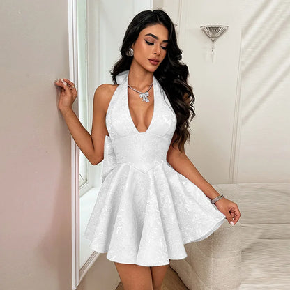Evening Party Dresses Bow Halter Long