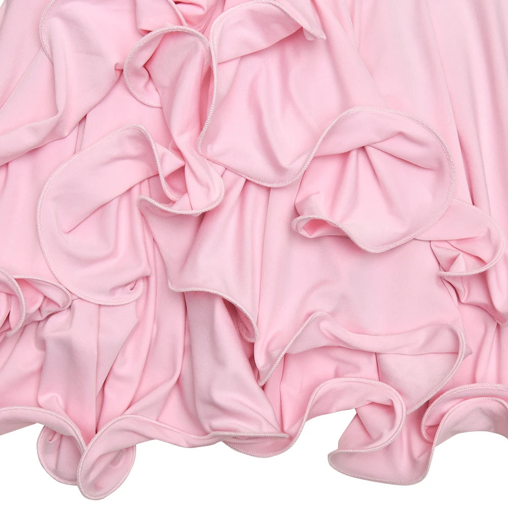 Ruffled V-Neck Button Mini Dress