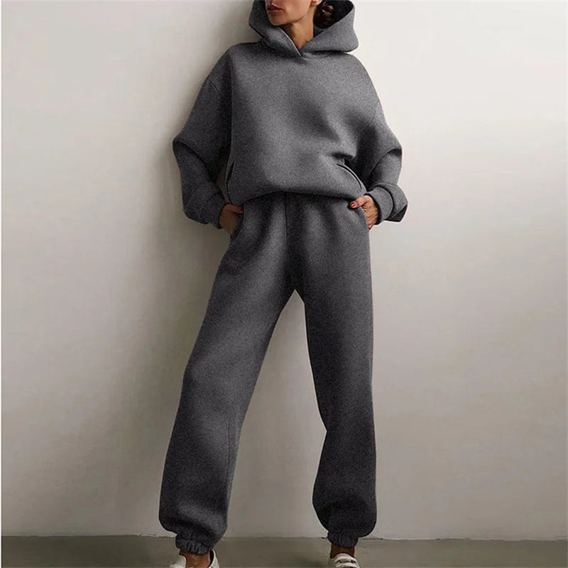 Tracksuit Suit Warm Hoodie Sweatshirts Two