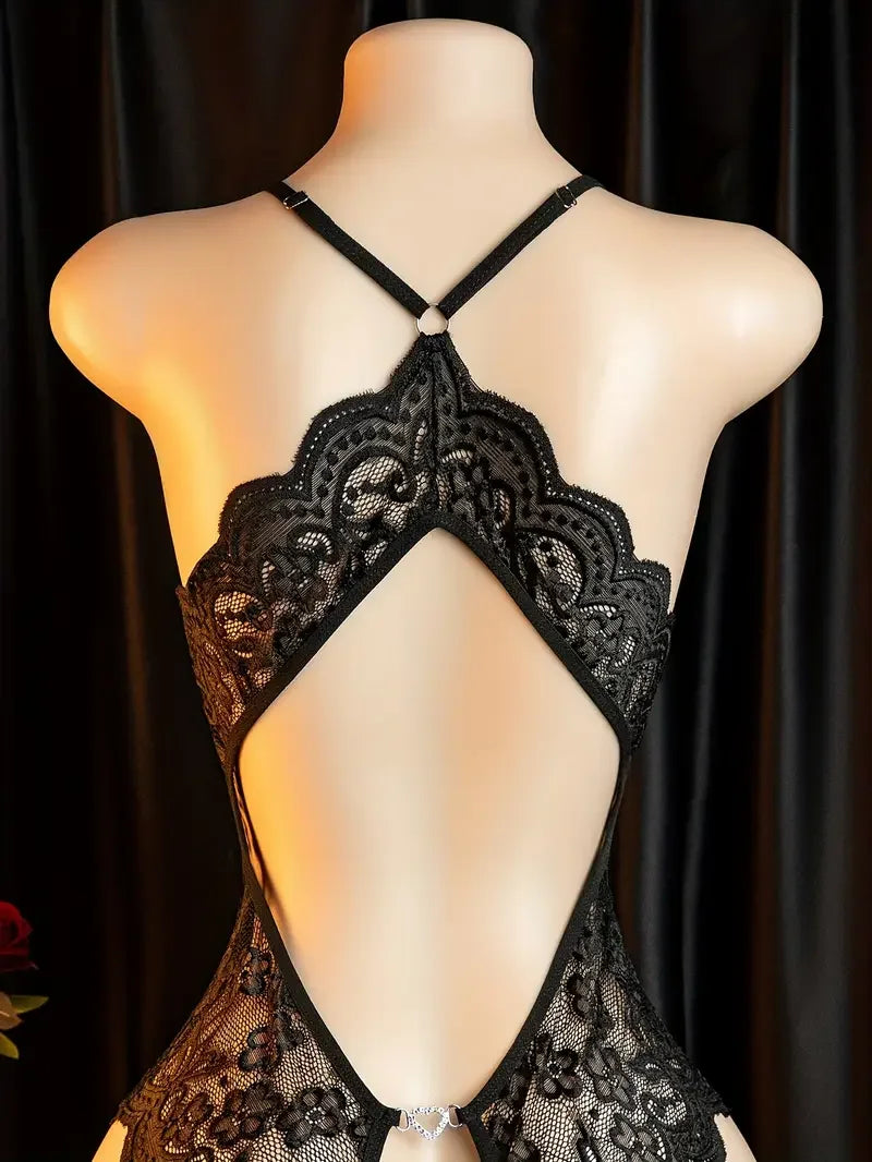 Deep V Backless Bowknot Bodysuit