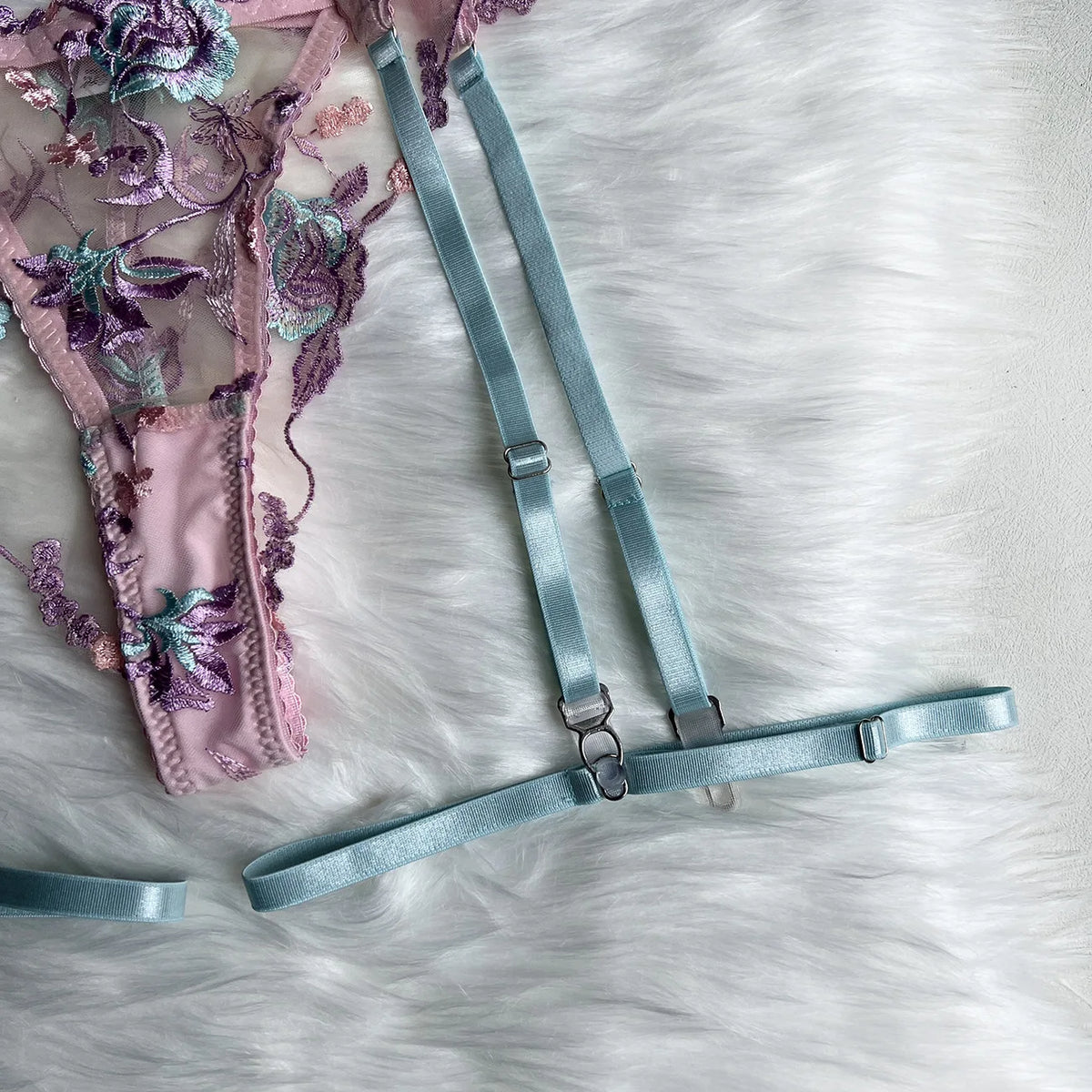 Embroidered Patchwork Lingerie Set