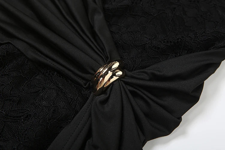 Nibber Streetwear Patchwork Jacquard Jumpsuit Woman Sexy Ruched Waist Metal Knot Stretch Skinny Midnight Workout Overalls