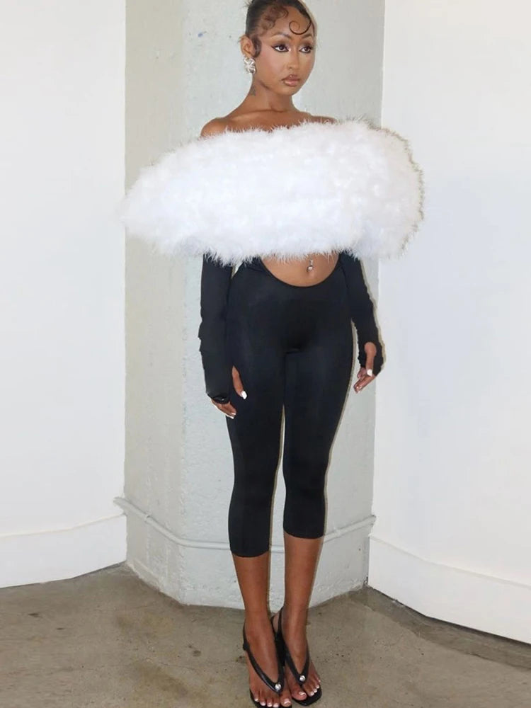 Weird Puss Furry Slash Neck Jumpsuit Woman Sexy Hollow Patchwork Full Sleeve Backless Skinny Hottie Street Autumn New Overalls