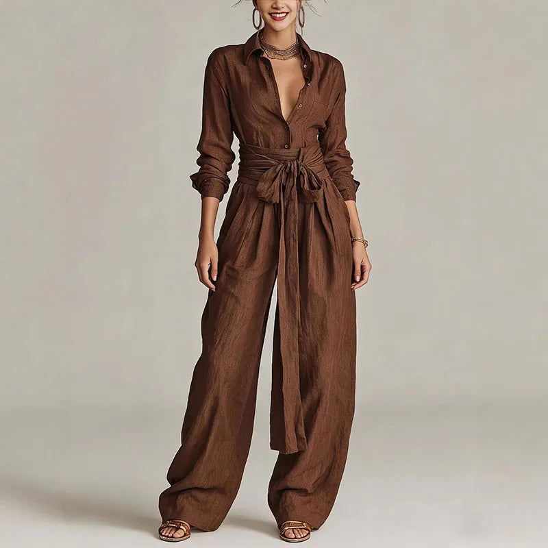 Single-Breasted Lapel Top & Pants Set