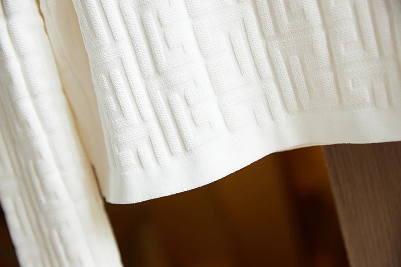 Elegant Design New Fall Slim Fit Notched Sweater Tops Mini Skirt Stretchy Knitted 2 Pieces OL Sets with Belt