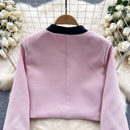 KUSAHIKI Color Block Short Cardigan Coat