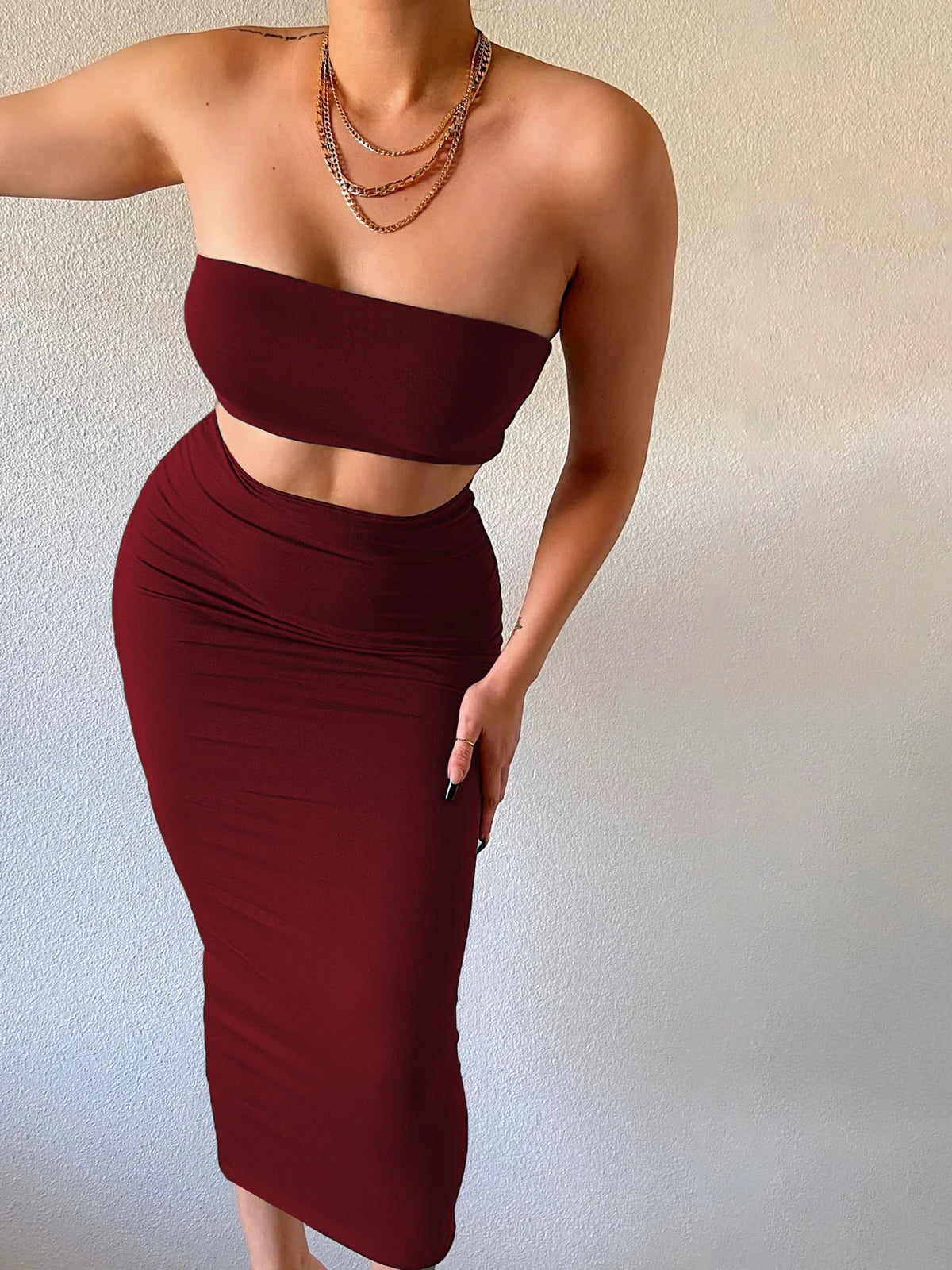Strapless Tube Top & Maxi Skirt Set