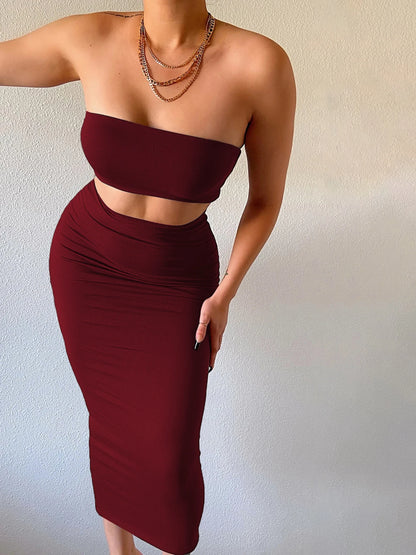 Strapless Tube Top & Maxi Skirt Set