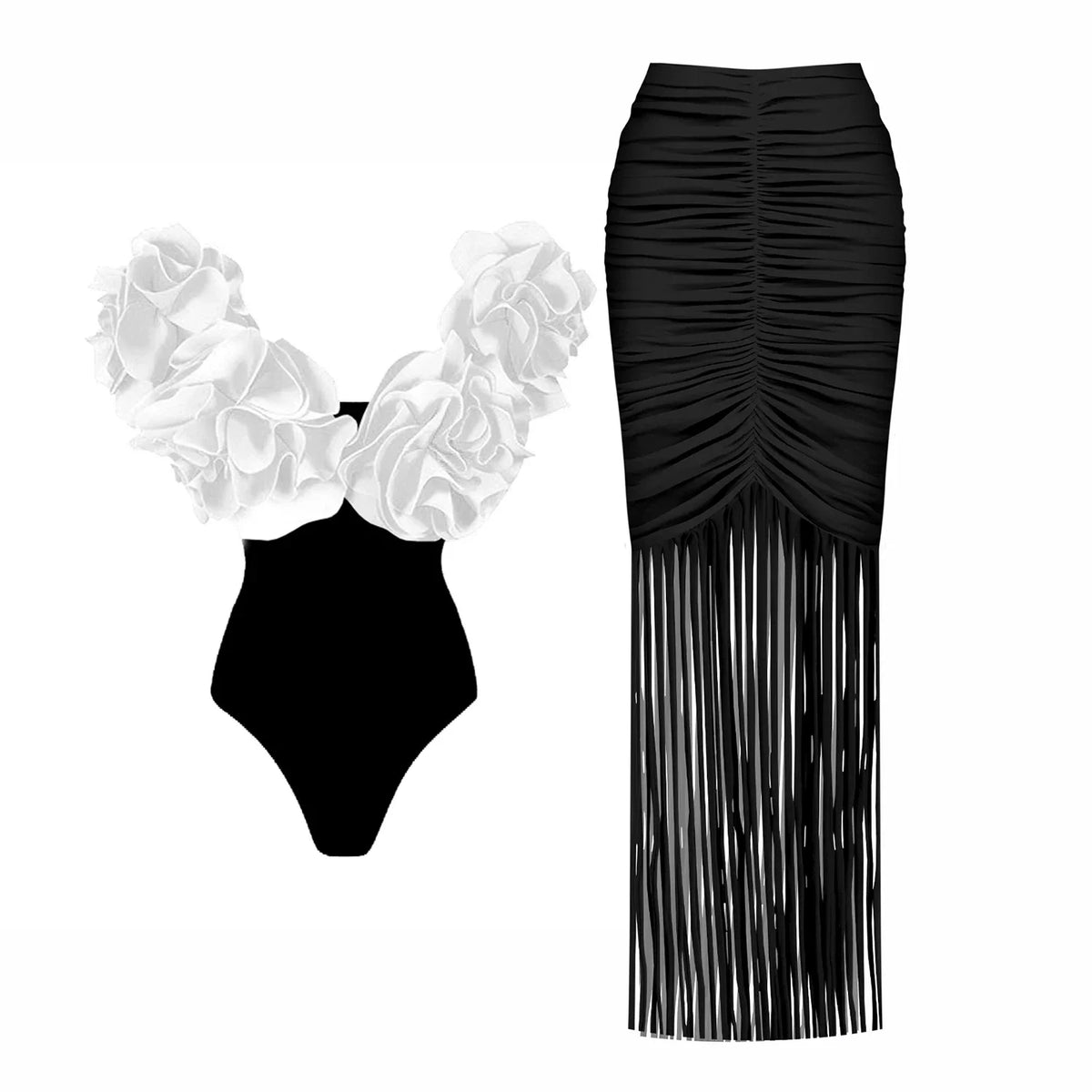 Off-Shoulder Ruffle Push-Up Swimsuit