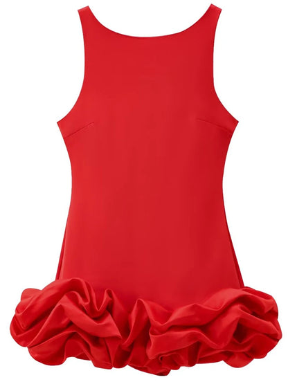 HXAO White Short Dress Ruffle Backless