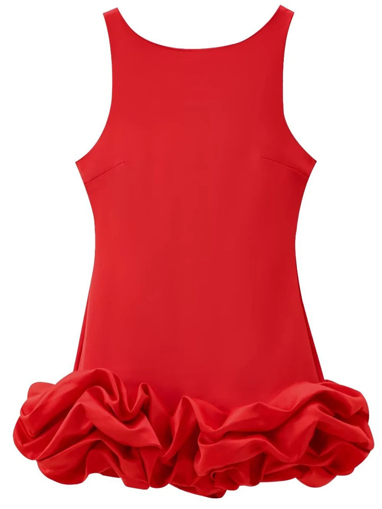 HXAO White Short Dress Women's Ruffle Backless Party Dresses Black Red Sleeveless Bodycon Mini Dress Woman Summer Sexy Vestidos