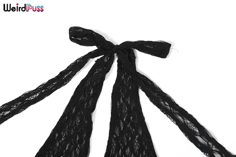 Weird Puss Sexy Mesh Halter Jumpsuit Women Backless Skinny Low-Neck Midnight Birthday Party Clubwear Activity Workout Overalls