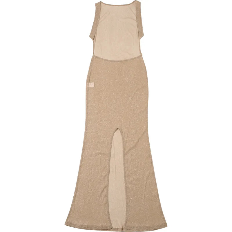 Open Back Side Split Bodycon Maxi Dress