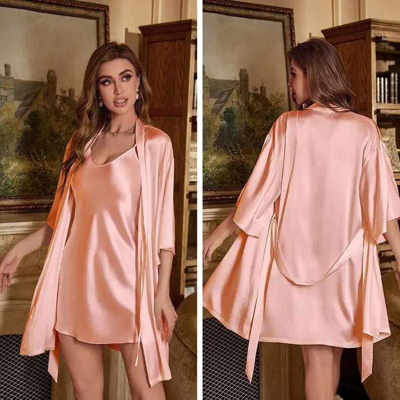 Robe Suit Rayon Bathrobe Gown Sleep