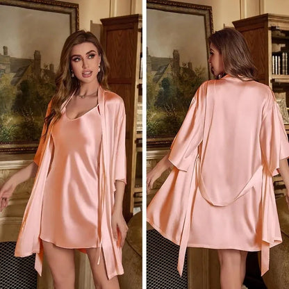 Robe Suit Rayon Bathrobe Gown Sleep