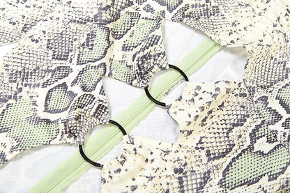 Serpentine Print Hollow-Out Jumpsuit