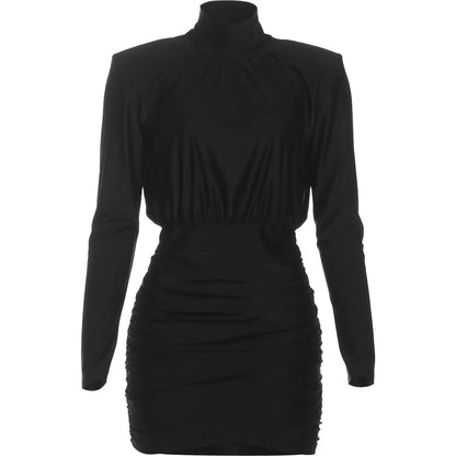 Nibber Classic Turtleneck Dress Shoulder Padded