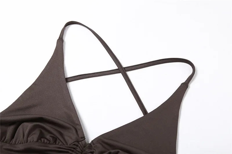 2025 New Dark Y2k Punk Drawstring Bandage Sexy Camis Techwear Backless Long Sleeve Crop Tops Women's Bodycon Summer Streetwear