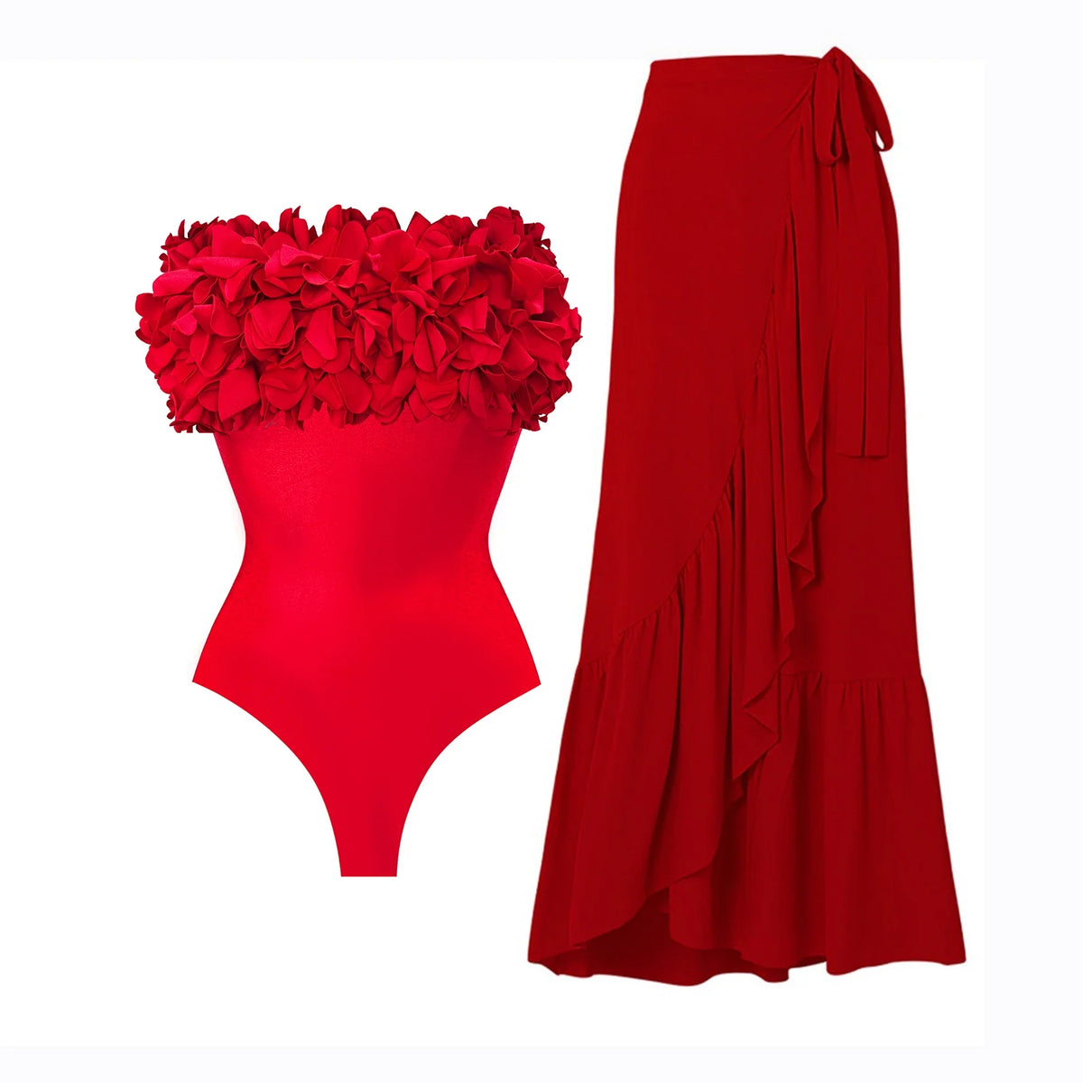 Off-Shoulder Ruffle Push-Up Swimsuit