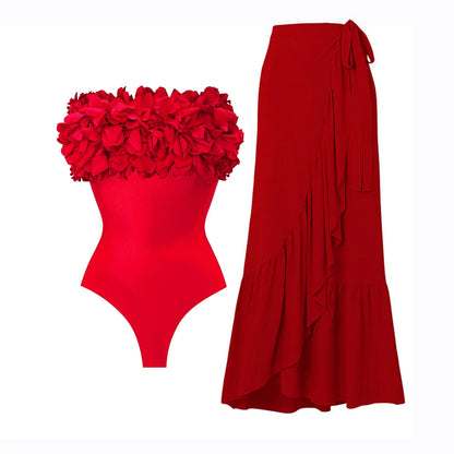 Off-Shoulder Ruffle Push-Up Swimsuit