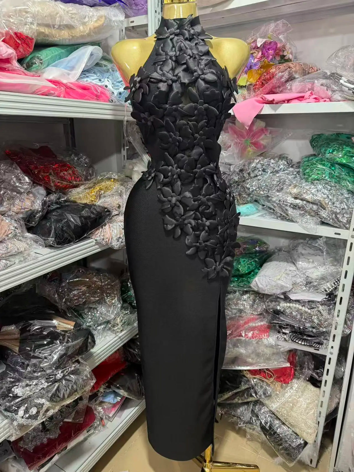 Floral Off-Shoulder Long Bandage Dress