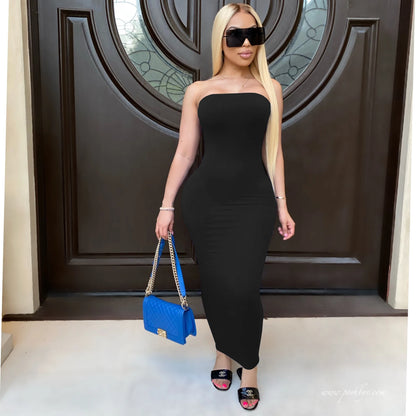 Sleeveless Chest Wrapped Long Beach Dress