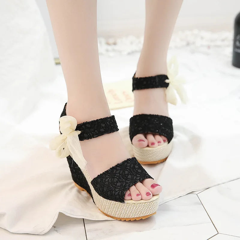 2023women sandals Lace Leisure Wedges Heeled