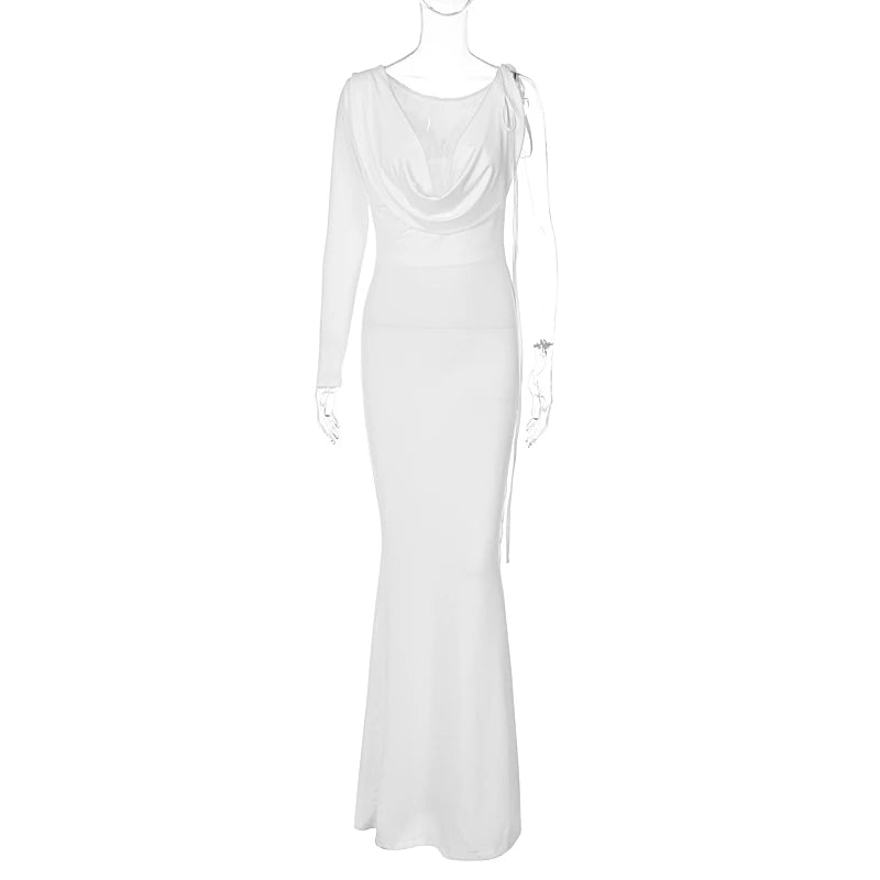Dulzura One-Shoulder Long Sleeve Swinging Collar