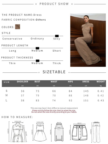 Sisterlinda Trend Ruched Long Dresses Turtleneck