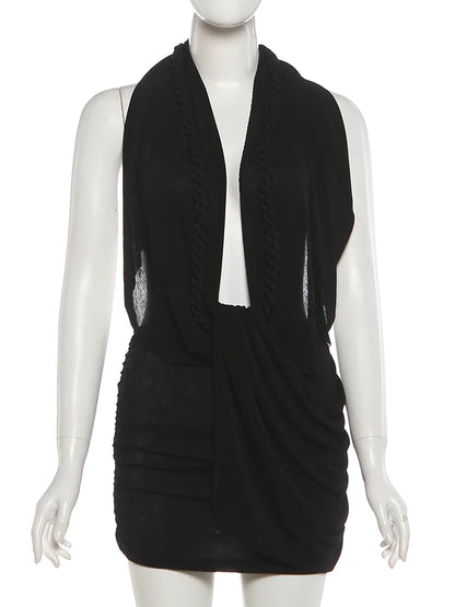 Nibber Backless Dress Twist Bandage Halter