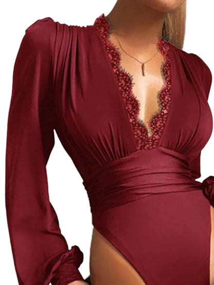 Lace Embroidery Bodysuit Jumpsuit Overalls Slim