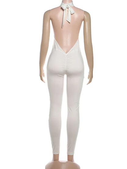Bandage Halter Backless Skinny Jumpsuit