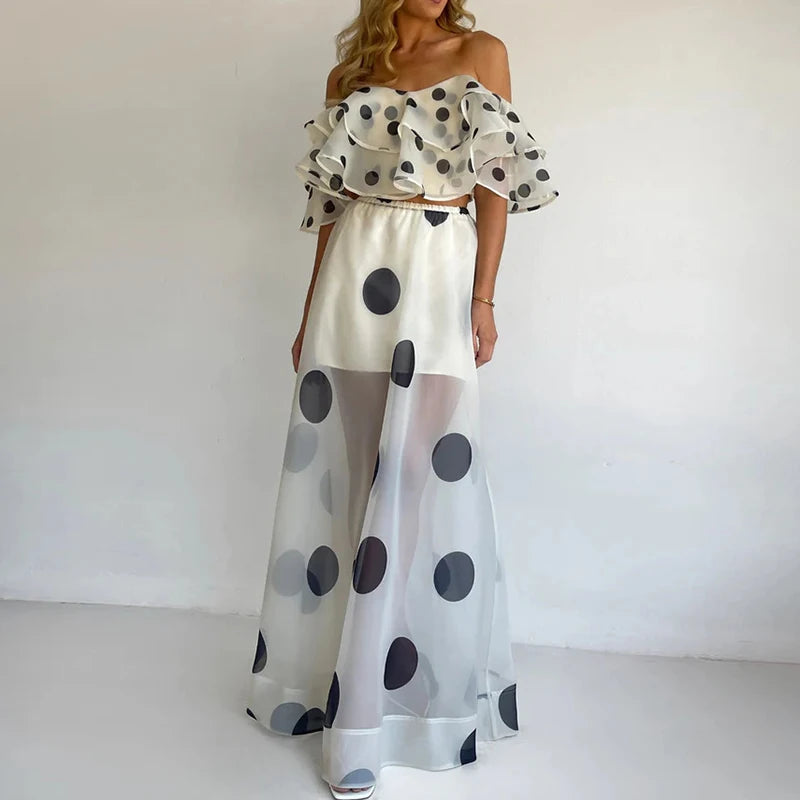 Off-Shoulder Crop Top & Maxi Skirt Set