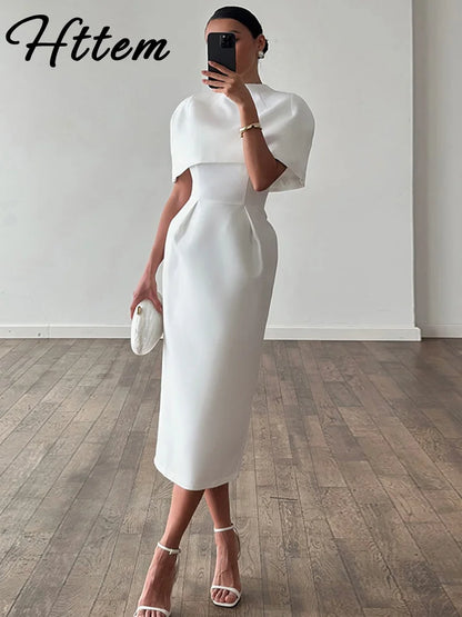 Solid Shawl Dress Suit Short Sleeve
