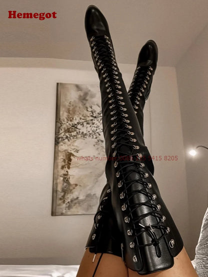 Thigh High Boots Round Toe Super