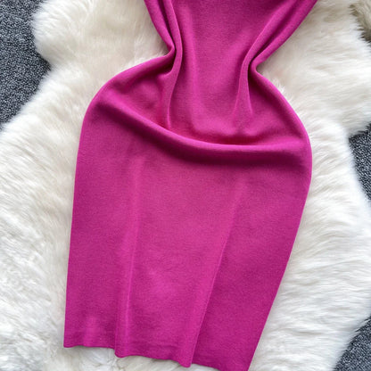 Beaded Halter Knit Bodycon Mini Dress