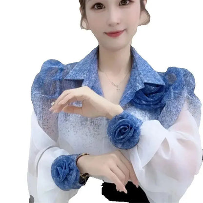 Three-Dimensional Flower Sunscreen Shirt With A