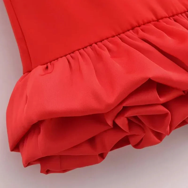 HXAO White Short Dress Women's Ruffle Backless Party Dresses Black Red Sleeveless Bodycon Mini Dress Woman Summer Sexy Vestidos